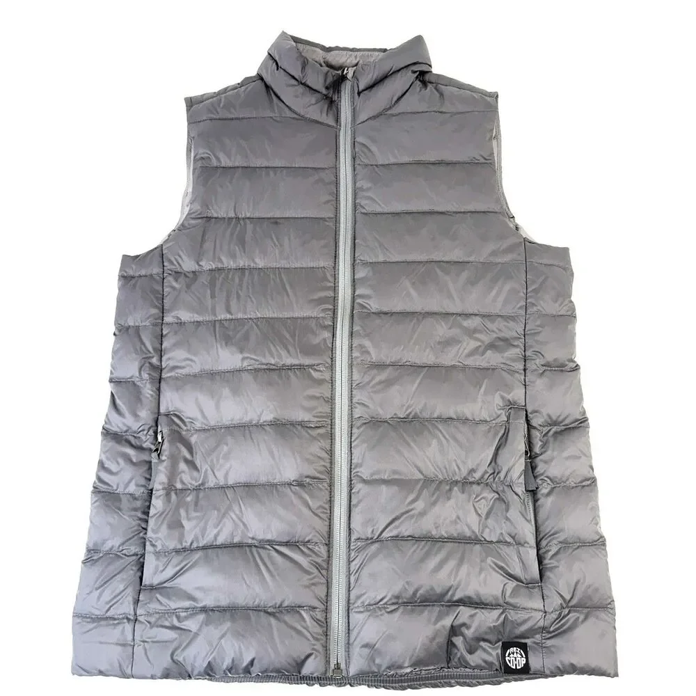 REI Co-Op Vest Youth XL Gray Down Packable Puffer Full Zip Quilted Ultralight